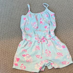 Cat & Jack Light Blue Floral Girls' Romper with Pink Accents